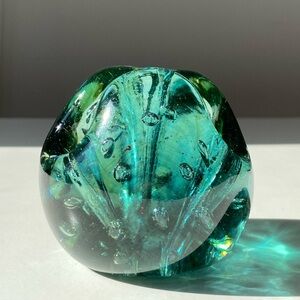 Vintage Glass Green Paper Weight